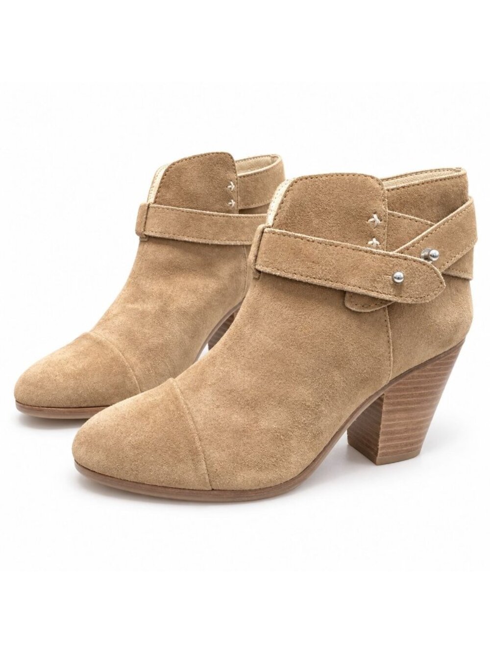 Rag & Bone Harrow Camel Suede Leather Ankle Boots Women EU 35 Block Heel Booties